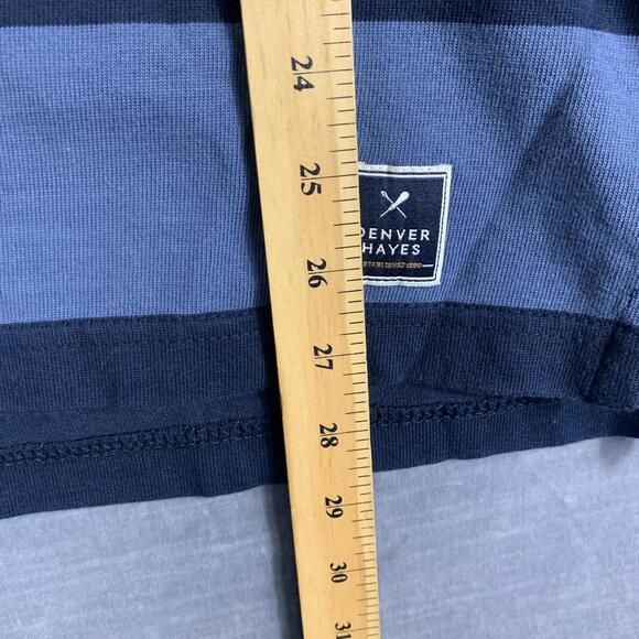 NWT Denver Hayes Mens Size L Navy Blue Striped Long Sleeve Polo Shirt Modern Fit - Picture 10 of 10